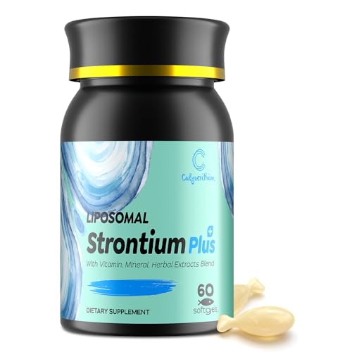 Liposomal Strontium Citrate 680mg Supplement High Absorption Bone Health & Density Support with Calcium Magnesium Vitamin K2 MK-7 Bone Strength Formula 60 Softgels