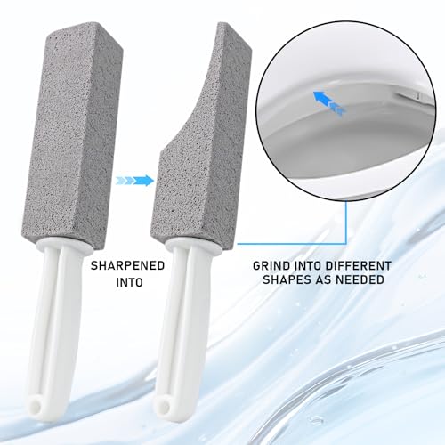 Image of 2 Pack Pumice Cleaning Stone with Handle, Toilet Bowl Cleaner Toilet Brush with Non-Slip Long Plastic Handle for Kitchen /Bath /Pool /Household Cleaning