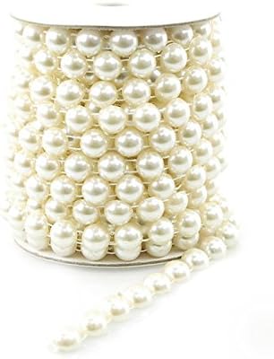 Homeford Firefly Imports Plastic Flat Pearl Bead Strand Ribbon, 10mm, 10 Yards
