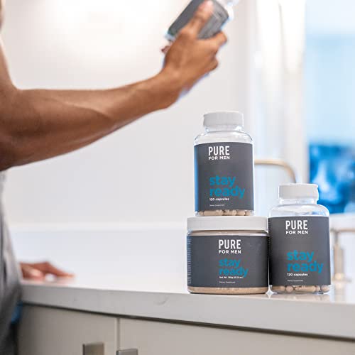 Pure For Men Original Cleanliness Stay Ready Fiber Supplement, 60 Vegan Capsules | Helps Promote Digestive Regularity | Psyllium Husk, Aloe Vera, Chia Seeds, Flaxseeds | Proprietary Formula #TOP6