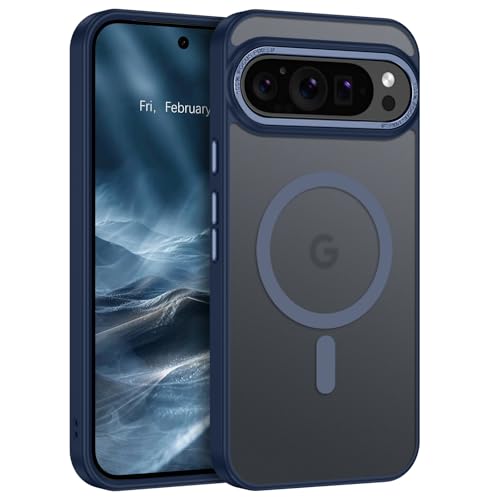 Coque Google Pixel 9 Pro XL bleue avec protection magnétique mate