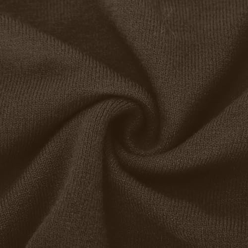 Sweaters for Women Knit Pullover Long Sleeve Fall Tops Dark Brown Small — view 5