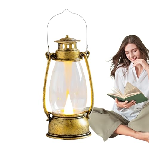 Farolillos decorativos para interiores, farolillos vintage, lámpara LED de camping, linternas de llama parpadeantes, linternas retro de llama parpadeante, linternas LED de color cálido con mango para
