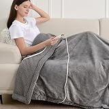immtree Heated Weighted Blanket, 2 in 1 Weighted Heated Blanket 12lbs Twin Size for Adults, Soft Cozy Sherpa Fleece Weighted Blankets with 4 Heating Levels, 2 Hours Auto-Off, 48'x72', Gray