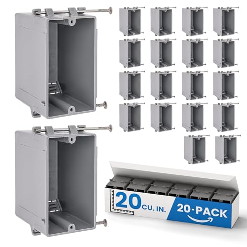 OHLECTRIC 1-Gang New Work Outlet Box, 20 Cubic Inch (20-Pack) Sin...
