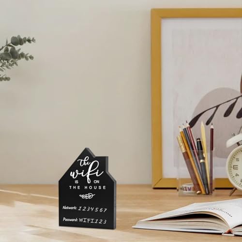 Wifi Password Sign for Home Guests (Leaf House, 4.9" x 3.7")