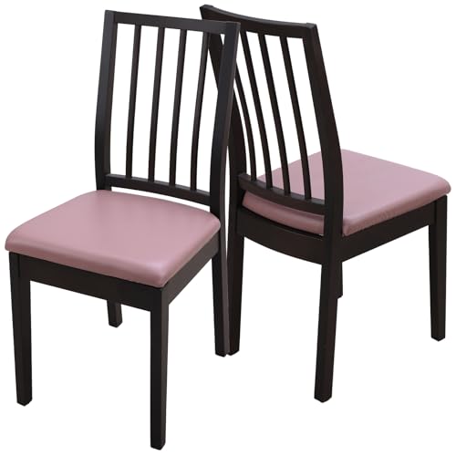 Image of YISUN Waterproof Chair Seat Covers Set of 6, Pu Leather Dining Room Chair Covers, Stretch Chair Cover for Dining Room Chair Protector Slipcover for Kitchen, Hotel (6, Pu Rosy Brown)