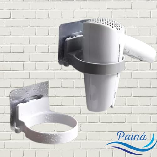 Suporte para Secador de Cabelo Fixação Adesiva Para Parede com Organizador de Cabo Fácil de instalar