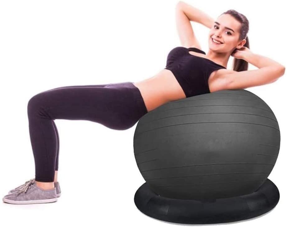 Ballon de yoga 75cm ELzEy avec base stable anti-roulement pour entrainement