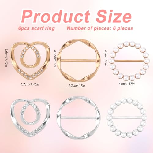 Image of Scarf Ring Clip T-Shirt Tie Clips for Women, Fashion Waist Cinch Scarf Sliders & Knot Buttons for Loose Shirts Dresses Alloy Clothing Accessories