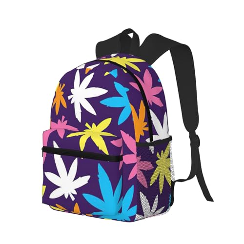 Bright Colorful Weed Pattern Print Lightweight And Comfortable Duffel Bag, Casual Daypack, Multipurpose Backpack2