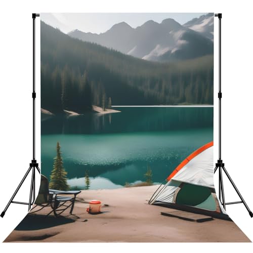 Serenity Lake Camping Print Photography Backdrop for Photoshoot,Photo Backdrop Curtain