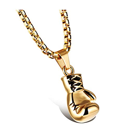 meilian Guantes de Boxeo Colgante de Oro Collar, Colgante de Pareja, Collar de Acero de Titanio Collar de Hombres Accesorios de Vestir