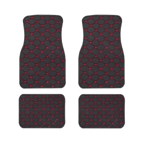 Tapis de sol universels en cuir PU noir et rouge pour l'avant et l'arrière de votre voiture