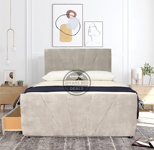 Silver Plush Spring Memory Foam Mattress Divan Bed Set with Tufted Mattress, 2 Drawers & 26 Inches High Headboard with Same style Footboard (4FT)
