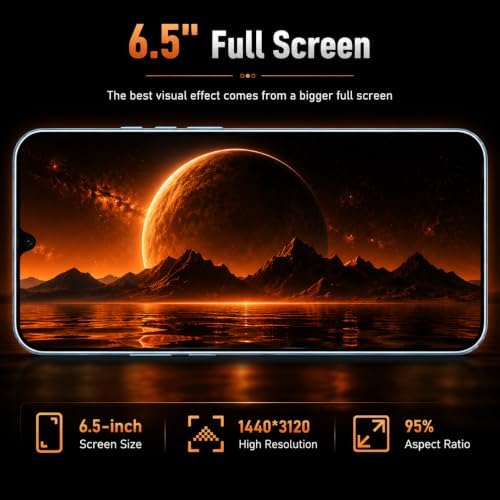 Echoamo C25 Unlocked 5G Smartphone, Android 13.0. (4GB+128GB, Black) - 2