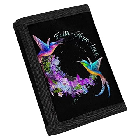 COEQINE Women Samll Wallet with Black Hummer Bird Pattern Flower Moneybag Cover