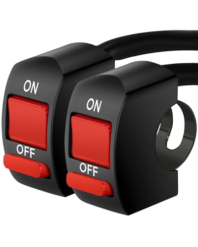 Belinous 7/8'' Handlebar On/Off Switch, for Motorcycle (Red, 2 Pack)