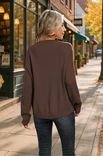 Jouica Women's Cable Knit Crewneck Sweaters Casual Long Sleeve Lightweight Ribbed Pullover Fall Outfits for Women 20254