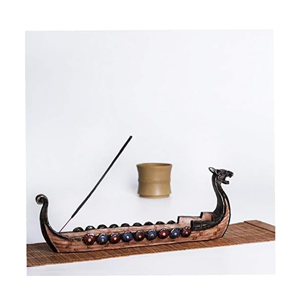 DierCosy Räucherstäbchen Burner Halter Drachenboot-Verzierung Retro Schiffe Censer Handwerk Holz Handgemachtes modernes… – Bild 6