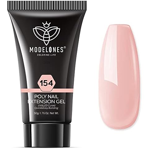 Modelones Poly Nail Gel Builder 50ML 1.76oz Light Apricot Color Nail Extension Gel Enhancement Nail Thickening Acrylic Extension Trial Professional Technician Tool Cover