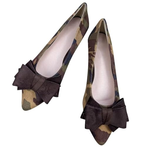 Image of TN TANGNEST Women's Flats Comfortable Dressy Slip On | Pointed Toe Bow Ballet Shoes, Business Casual Office Flats, Suede Flat Shoes