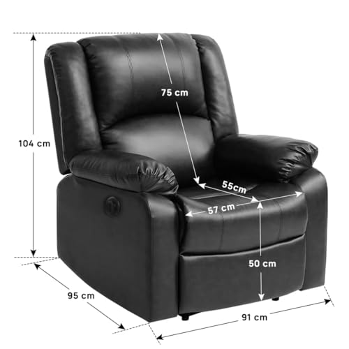 Image of Seventh Heaven Phoenix 1 Seater Motorised Recliner | Single Sofa Chair for Living Room Comfort | Ergonomic Design (Leatherette - Black)