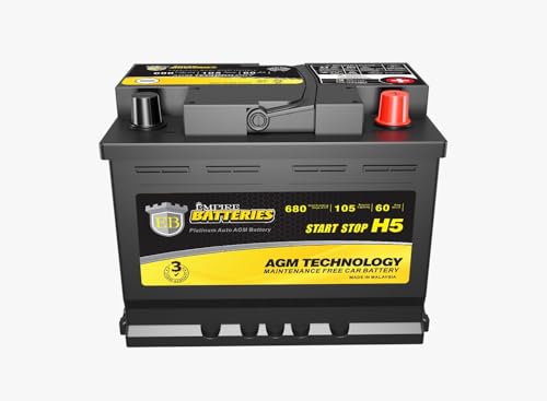 Empire Platinum AGM Battery BCI Group 47-12v 60ah H5 Size 47 Automotive Battery, 100RC, 680CCA, 36 Months Warranty