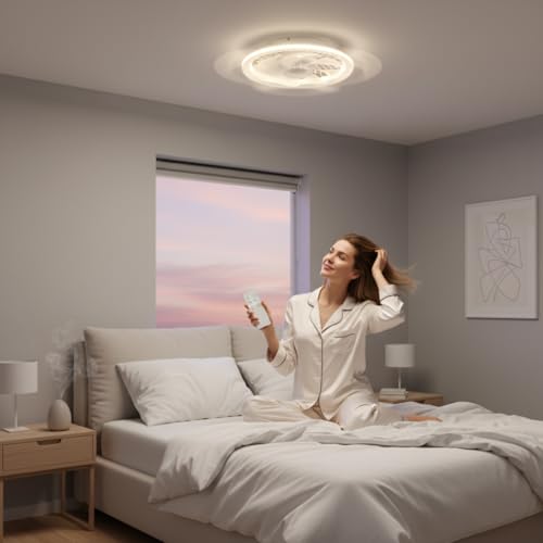 Ventilador de techo con luz LED E27 regulable y mando a distancia 5
