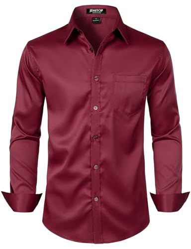 Men's Stretch Slim Fit Dress Shirts Formal Wedding Prom Business ...