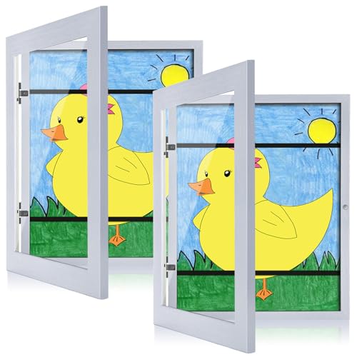 Image of [2-Pack] Kids Art Frames, 8.5x11 Front Opening Kids Artwork Frames Changeable, Light Violet Blue Artwork Display Storage Frame for Wall, Holds 50 Pcs, for 3D Picture, Crafts, Children Drawing, Hanging