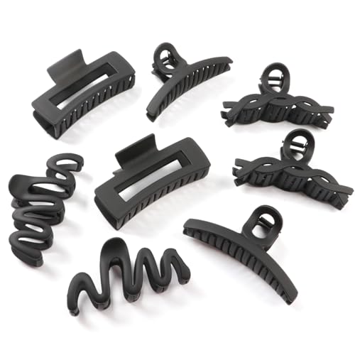 Matte Non-Slip Large Hair Clips for Women 8PCS (All Black) Durable Claw Clips for Women/Girls | Gift-Ready Neutral Hair Accessories for Daily & Special Occasions