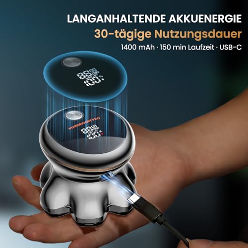 7D PRO Glatzen Rasierer Herren,MAXGROOM IPX6 Wasserdicht Kopfrasierer Glatze mit Magnetische Schwebender Kopf,1400mAh Akku Kopf Rasierer Herren,8800RPM Silber Head Shaver Men,Typc 0 mm Glatzenrasierer