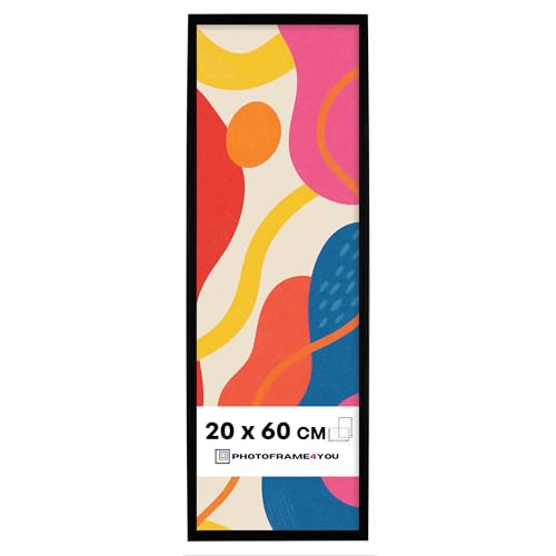 Photoframe4you - Cadre photo 20x60 cm - Noir Mat - Cadre photo en plastique avec verre acrylique - Cadre 60x20 cm - Nancy
