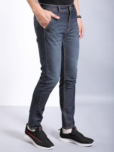 Image of The Indian Garage Co Men Slim Fit Solid Mid-Rise Jeans