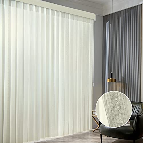 Graywind Manual Sheer Vertical Blind Custom Size Adjust Light Fabric Sheer Free Wand Control Privacy Light Filtering Track Slats Set For Patio Sliding Glass Door Large Window (Snowflake Beige) #TOP17