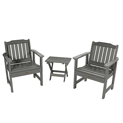 Highwood Ad-Kitchgl1-Cge Lehigh (2) Garden Chairs With Folding Side Table, Coastal Teak #TOP16