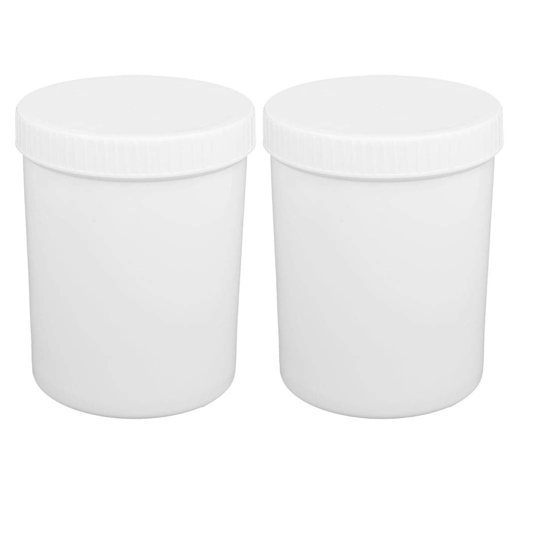 Aexit 1000ml HDPE gauge Plastic Wide Mouth Round Laboratory Experiment Bottle White 2pcs