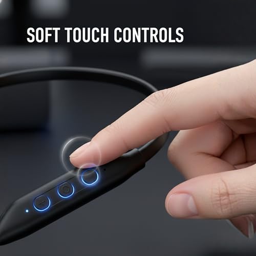 Image of Wave P'R'O Bluetooth Neckband Earphones with 40H Playtime, BT 5.3, Passive Noise Cancellation, HD Mic, IPX5 Sweatproof- Black