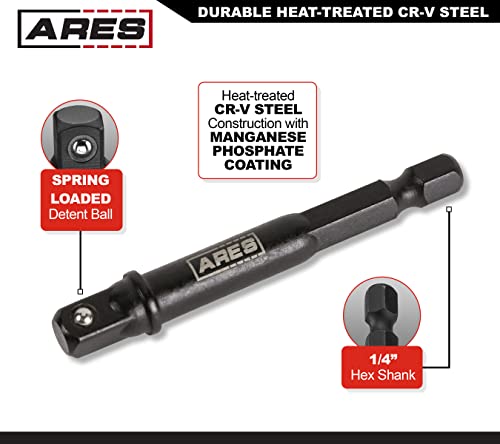 Image of ARES 22025 6-Piece 3-Inch and 6-Inch Impact Grade Socket Adapter Set | Turns Impact Drill Driver into High Speed Socket Driver