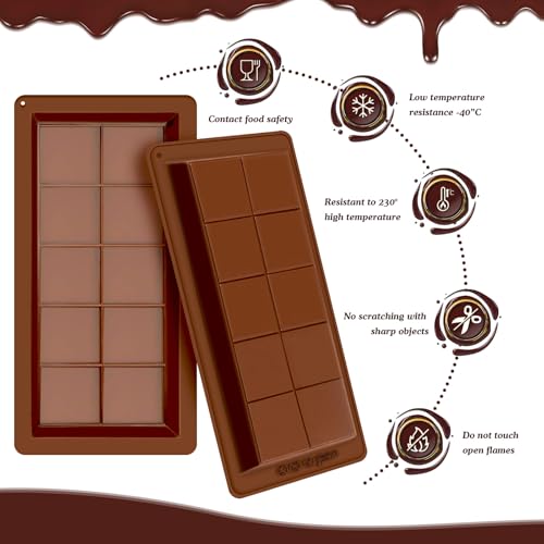 KutaKuta 3PCS Deep Chocolate Bar Moulds, 10 Cavity Reusable Deep Silicone Chocolate Bar Sweet Moulds - Image 3