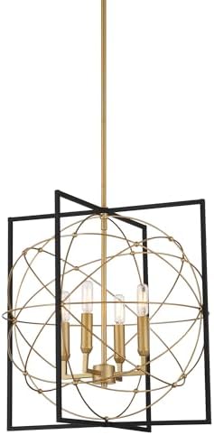 Minka Titans Trace 19" Sand Coal Painted Honey Gold 4-Light Pendant