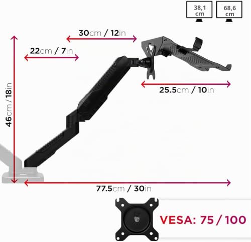 Bras pour moniteur support écran PC ordinateur portable articulé réglable Duronic - 3