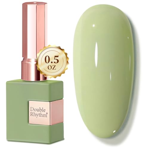 Double Rhythm 15ML Gel Nail Polish Pure Sheer Same Color Same Bottle Soak Off Gel Polish Art Manicure Salon DIY at Home for Women (Stone Green-A1787)