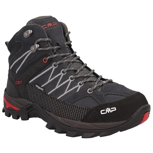 CMP Rigel Mid Men’s Waterproof Hiking Boots – Trail Shoes with Ankle Support & All-Terrain FullOn GRIP Sole (TITANIO-FERRARI, 12, US Footwear Size System, Adult, Men, Numeric, Medium, 12)