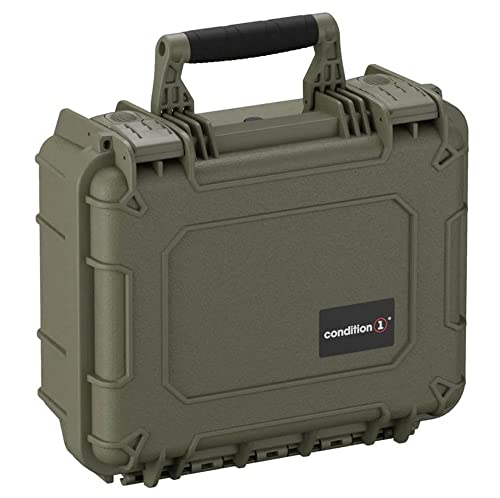 Condition 1 Medium Waterproof Hard Travel Case With Foam Heavy-Duty Protective Portable Storage Box, Camera, Tool, Handgun, Drone Carrying Cases, 13.5" X 11.5" X 6"#075, Green #TOP2