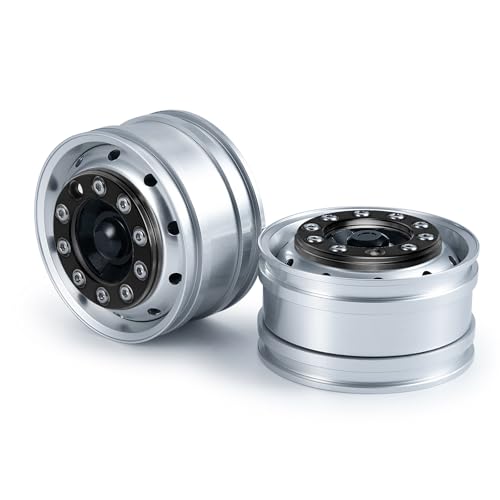 AXspeed Metall Vorderseite Felgen, 2 Stück Hex Radnaben für 1:14 Tamiya Anhänger Traktor Auto Zubehör (Schwarz)