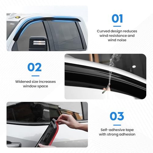 Image of Silverado Rain Guard - Window Visors for 2020-2026 Chevrolet Chevy Silverado /GMC Sierra 2500HD /3500HD Crew Cab, Out-Channel Side Window Rain Guards for Silverado /Sierra Accessories, 4PCS, Black