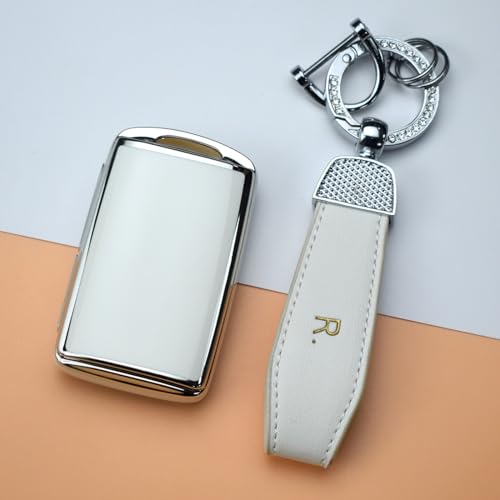 Protector de llave Mazda de TPU premium acabado blanco elegante con llavero integrado 5