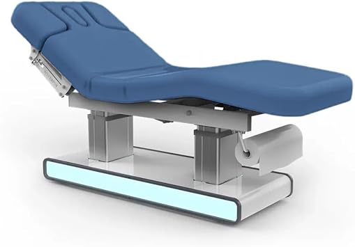 GreenLife Silverfox 2275 Esthetician Bed with LED Light Base,Luxury 4 Motors Heavy Duty Electric Massage Table Medical Spa Facial Treatment Bed, Adjustable Height/Backrest/Legrest,cUL Certified,Blue